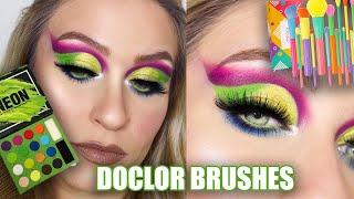 DOCOLOR BRUSHES & NEON EYESHADOW PALETTE | Review & Tutorial! Affordable Makeup Brushes