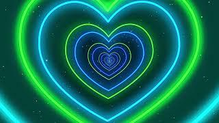 12 HOUR LONG Neon Lights Heart Tunnel for Valentines Day   HD Vj loop Disco Blue and Green