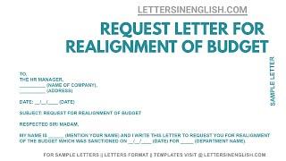 Request Letter for Realignment of Budget - Budget Request Sample Letter | Letters in English