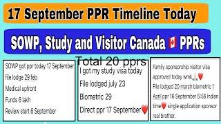 17 September Canada PPRs timeline today | Sowp, Study and Visitor ppr request timeline Canada.