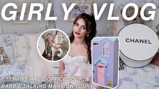 Thrift Haul, Barbie Talking Townhouse Tour, & Girly Office Tour 