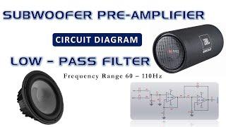 Subwoofer preamplifier circuit diagram. | Low pass filter. | Home theatre amplifier | K7 Techie