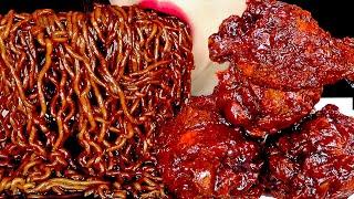 ASMR BLACK BEAN NOODLES SPICY FIRE FRIED CHICKEN 직접 만든 양념치킨 짜파게티 먹방 MUKBANG EATING SOUNDS| ZOEY ASMR