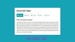 Pure CSS Tabs with Slide Indicator | Tabs using only HTML & CSS Free source code