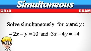 Exam Simultaneous Equations Grade 10