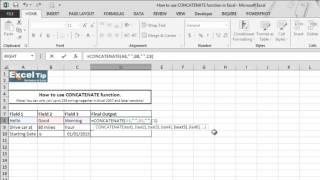 How to use CONCATENATE function in Excel