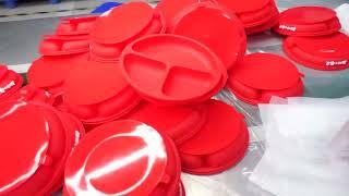 Silicone baby suction plates -mass making process- Oddly satisfying red silicone rubber color mixing