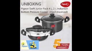 Unboxing- Pigeon Swift Junior Pack 4 L, 2 L Induction Bottom Pressure Cooker from Flipkart