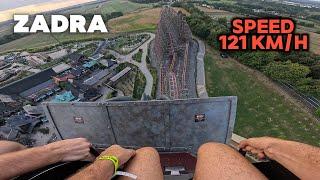 ZADRA The Biggest Wooden Roller Coaster in the World Energylandia Poland POV 4k video, Front seat