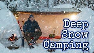 Deep Snow Solo Camping - Survival Shelter - Snow Storm