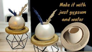 Stunning DIY Plaster Vase Decor with a Modern Gold Touch