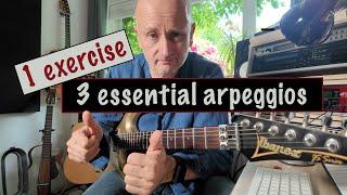 Guitar arpeggio exercise in A minor - all the basic 2 octave arpeggios you'll need + backing track