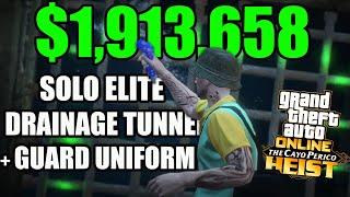 GTA Online Cayo Perico Heist- Drainage Tunnel Approach with Guard Uniform SOLO Elite $1,913,658