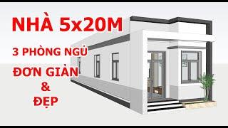 Gợi Ý Chi Tiết Mẫu Nhà Cấp 4 5X20M 3 Phòng Ngủ Đơn Giản Đẹp | Kiến Trúc Nhà Việt