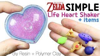 How to DIY Super Easy Legend of Zelda Life Heart Shaker + Game item Polymer Clay/Resin Tutorial