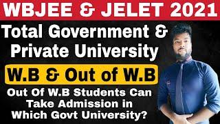 WBJEE & JELET 2021 Total Government & Private University For Both WB & Out of West Bengal Students.