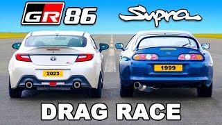 New Toyota GR86 v Mk4 Supra: DRAG RACE