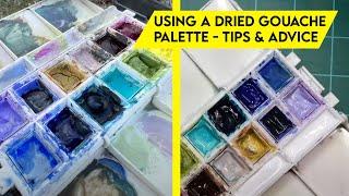 How to use DRIED GOUACHE in a portable palette - tips and advice + DEMO