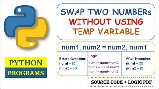 Python Program to Swap Two Number Without Using Third Variable | Addition Subtraction