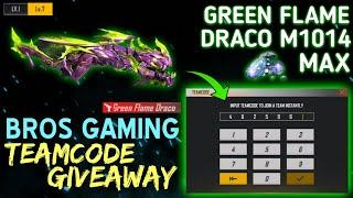 LIVE GIVEAWAY |TEAM CODE GIVEAWAY FREE FIRE live | EVO GREEN FLAME DRACO M1014 GIVEAWAY