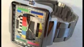 Retro Style TV Test Card Silver Fashion Watch