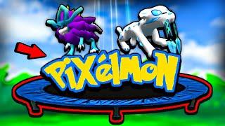 We Catch Pixelmon from A Pokemon TRAMPOLINE, Then We Fight!