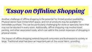  Offline shopping | write a essay on offline shopping | essay writing on offline shopping #essay