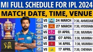 IPL 2024 - Mumbai Indians Match Schedule | MI Match Schedule 2024 | MI Schedule 2024 | MI Match List