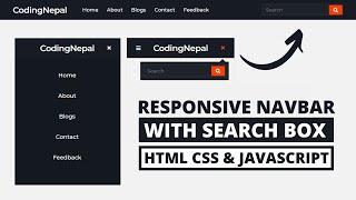 Responsive Navbar with Search Box in HTML CSS & JavaScript | CodingNepal