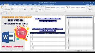 how to put table heading on each page in word | repeat header rows in word |  MS Word Tutorials