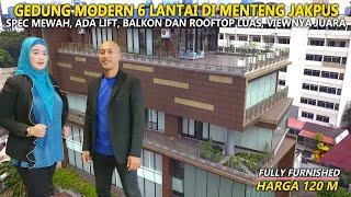 GEDUNG MODERN 6 LANTAI DI MENTENG JAKPUS, SPEC MEWAH, ADA LIFT, BALKON DAN ROOFTOP LUAS,VIEWNYA LUAS