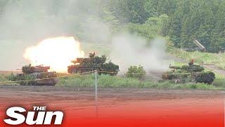 Japan military forces hold 'firepower drills' in show of strength