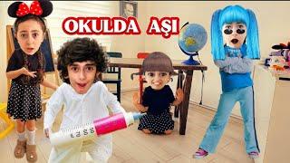 OKULUN İLK GÜNÜ OKULDA AŞI OLMAK !! ESMA ve ARKADAŞLARI