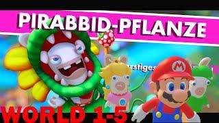 Mario+Rabbids Kingdom Battle World 1-5: 1st Boss fight against Pirabbid Plant walkthrough