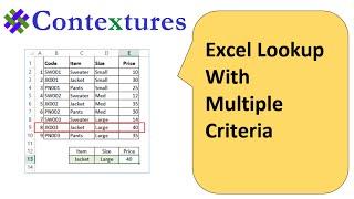 Excel Lookup With Multiple Criteria