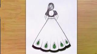 How to draw a girl in beautiful dress / Girl Drawing / Dress Drawing / Pencil Sketch / Art Sketch