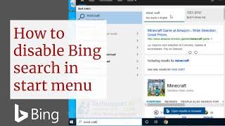 How to disable bing search in Windows 10 start menu