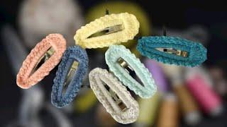 Вяжем крючком заколку клик-клак  / Crochet Hair Clips