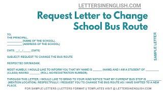 Request Letter To Change School Bus Route - Sample Letter to the Principal for Change the Bus Route
