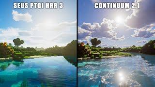 CONTINUUM 2.1 vs SEUS PTGI HRR 3 SHADERS COMPARISON | Minecraft Java Edition