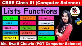 List Functions in Python | List Methods in Python | Python List Manipulation Class 11