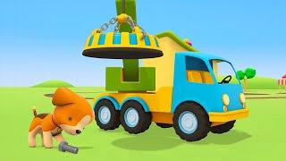 The crane truck with the big magnet. Helper cars are ready to go. Puppy needs help. New cartoons.