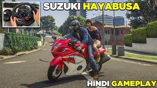 GTA V - Uber Driving in Suzuki Hayabusa | Logitech G29 | Hindi Gameplay