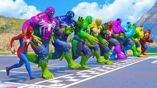 SPIDERMAN PS4 COLOR TEAM VS GIGACHAD HULK COLOR | SUPERHEROES Running Challenge #1046