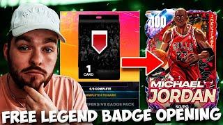 OPENING MY FREE LEGEND DEFENSIVE BADGE FOR 100 OVR MJ IN NBA 2K25 MyTEAM!!