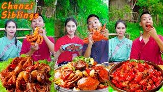 Extremely Spicy KING CRAB Eating Show,5KG!!|Village Funny Mukbang 2022|Chinese Food|Seafood Recipes