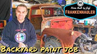 Backyard spray painting - 1954 Ford F600 Car Hauler Build part 15