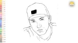 Eminem drawing easy | How to draw American rapper Eminem drawing step by step