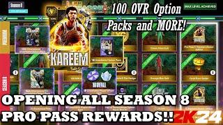 OPENING ALL SEASON 8 PRO PASS REWARDS including 100 OVR OPTION PACK AND MORE! - NBA 2K24 MYTEAM