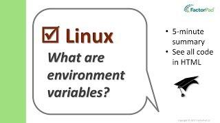 What are Linux environment variables? | Linux Tutorial for Beginners